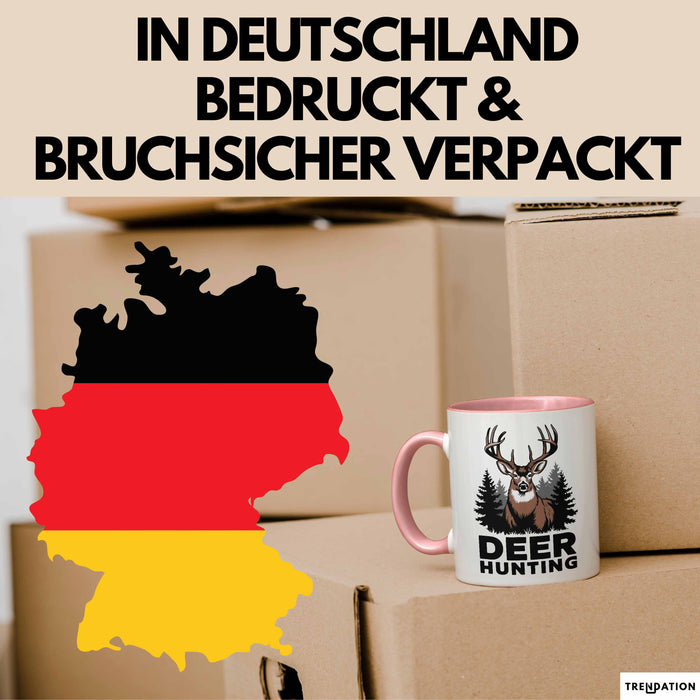 Hirschjäger Jagd Tasse Geschenk für Naturburschen Lustiges Rosa Trendation