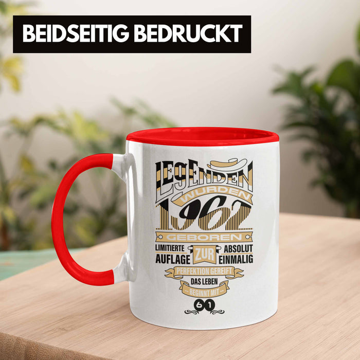 TRENDATION 60. Geburtstag Tasse Frau Mann Geschenk 60er Geschenkidee 60 Mutter Vater Rot Trendation