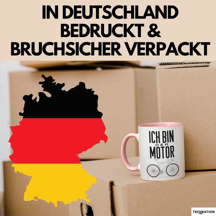 Radfahrer Fahrrad Tasse Geschenk Lustige Geschenkidee Spruch Ich Bin der Motor Rosa Trendation