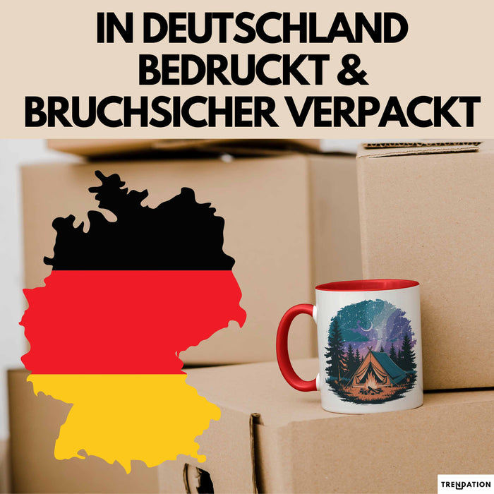 Camper Tasse Geschenkidee für Outdoor Abenteurer Rot Trendation