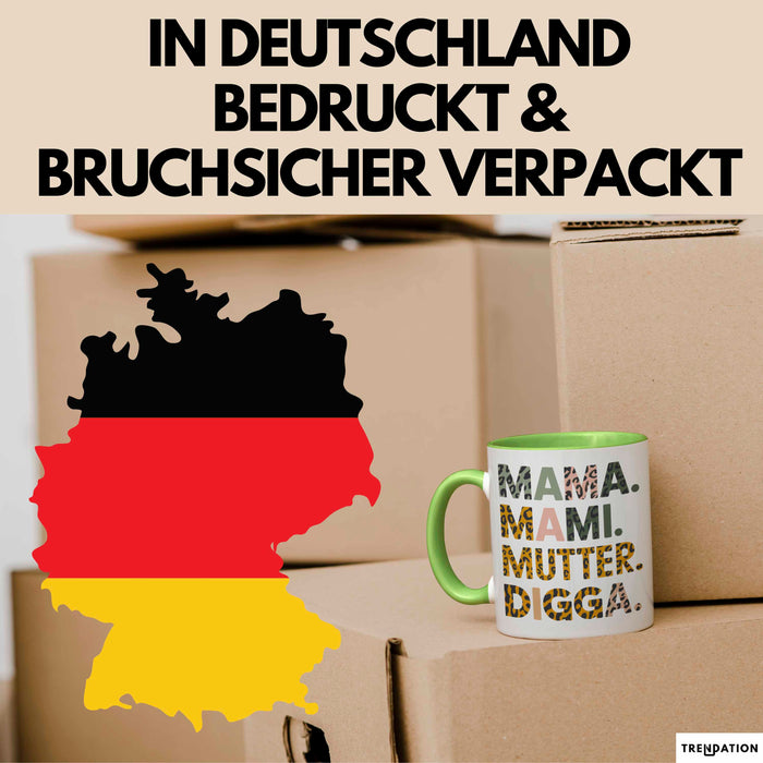 Mama Muttertag Tasse Becher Geschenk Lustige Geschenkidee Spruch Mama Mami Mutter Digga Grün Trendation