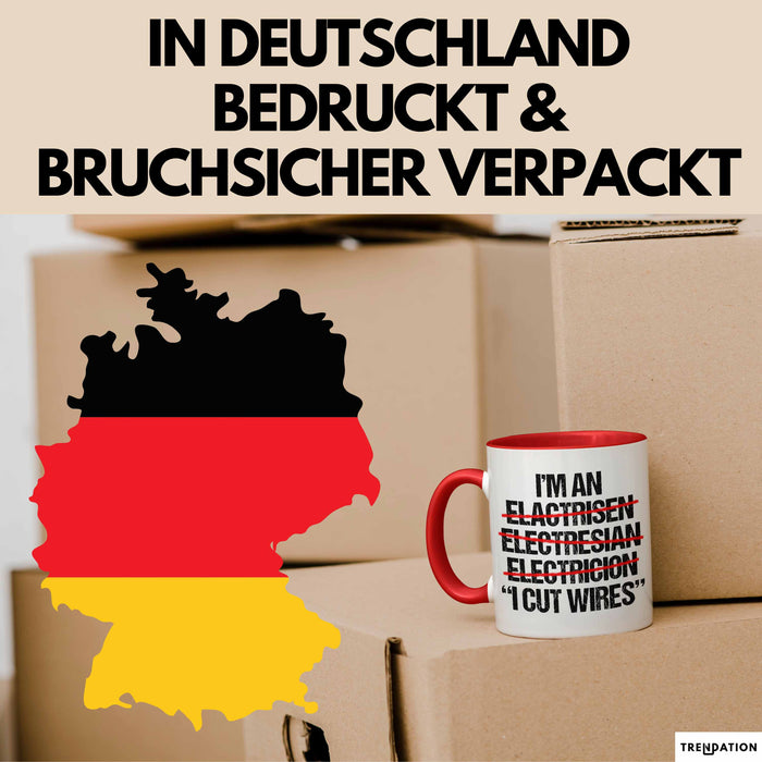 Elektriker Tasse Geschenk Im An Electrician I Cut Wires Geschenkidee Beruf Rot Trendation