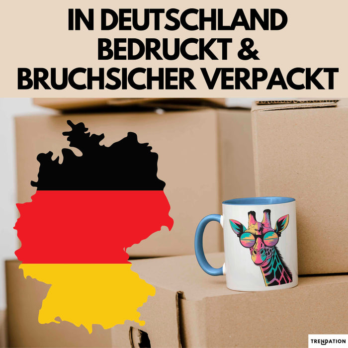 Giraffe Mit Sonnenbrille Tasse Geschenk Lustige Geschenkidee Spruch Blau Trendation