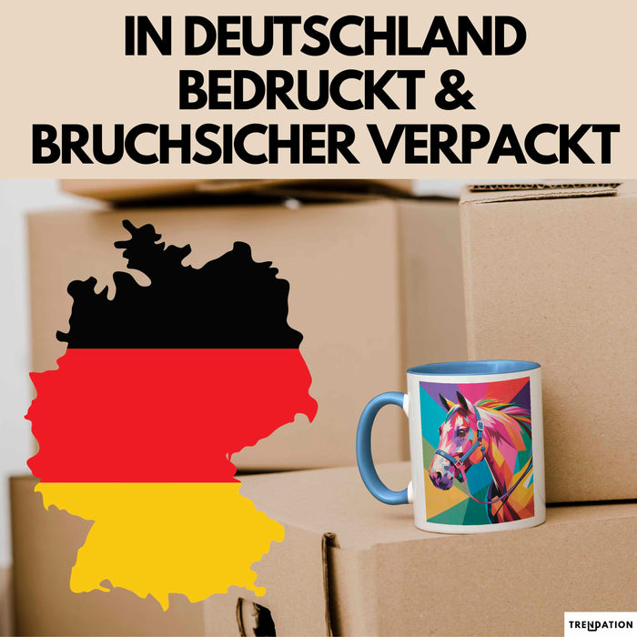 Pferde Tierliebhaber Tasse Geschenk Lustige Geschenkidee Spruch Blau Trendation