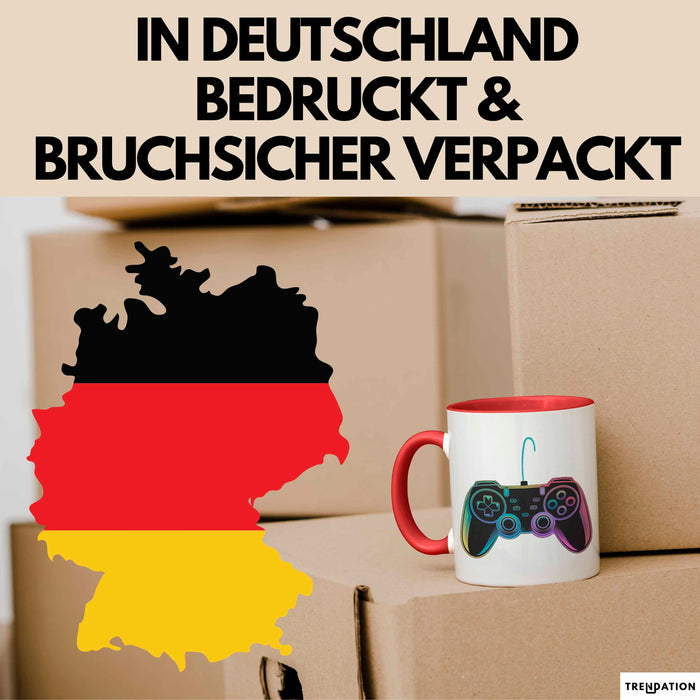 Gamer Gaming Liebhaber Tasse Geschenk Lustige Geschenkidee Spruch Game Controller Rot Trendation