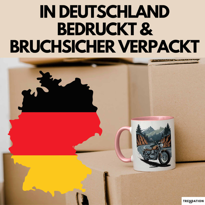 Motorradfahrer Tasse Geschenkidee für Biker Lustiger Spruch Rosa Trendation