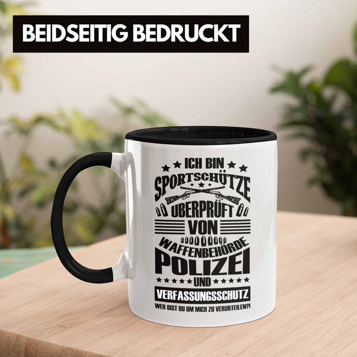 Lustige Schießen-Tasse für Sportschützen Geschenk Ich Bin Sportschütze Schwarz Trendation