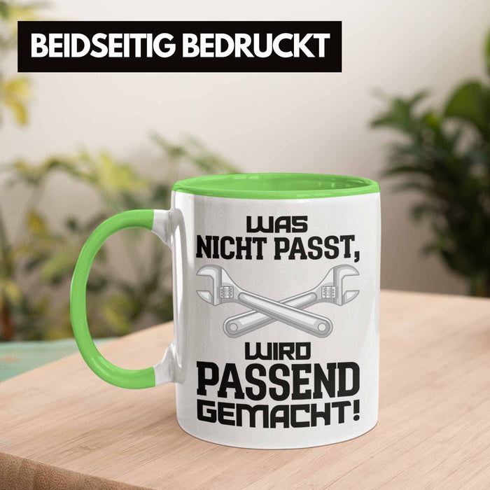 Trendation - Handwerker Tasse mit Spruch Geschenke für Handwerk Kaffeebecher KFZ Mechaniker Mechatroniker Grün Trendation