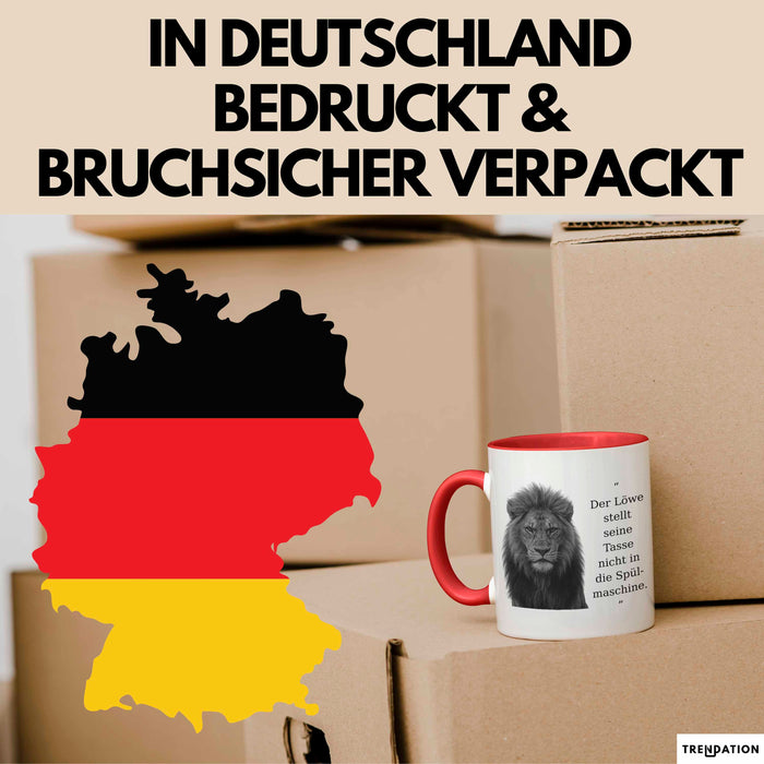 Der Löwe Stellt Seine Tasse Nicht In Die Spülmaschine Büro Becher Geschenk Lustig Rot Trendation