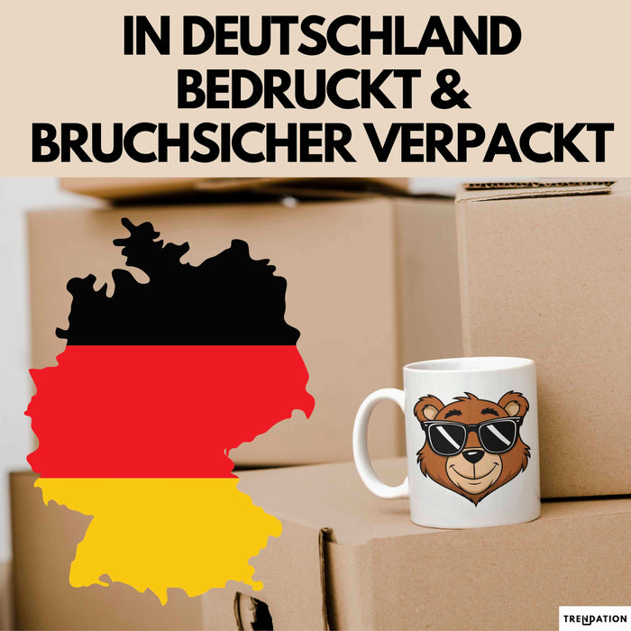 Teddybär Tier Sonnenbrille Tasse Geschenk Lustige Geschenkidee Spruch Weiß Trendation