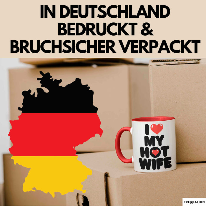 Ehefrau Ehefrauen Verheiratete Frauen Sarkasmus Tasse Becher Geschenk Lustige Geschenkidee Spruch Ich Liebe Meine Heiße Frau Rot Trendation
