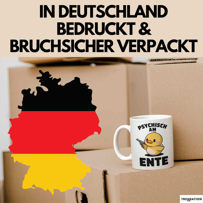 Quietscheente Tier Tasse Geschenk Lustige Geschenkidee Spruch Psychisch Am Ente Weiß Trendation
