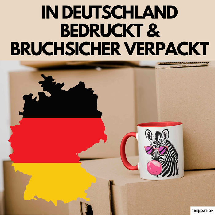 Zebra Kaugummi Tasse Geschenk Lustige Geschenkidee Spruch Rot Trendation