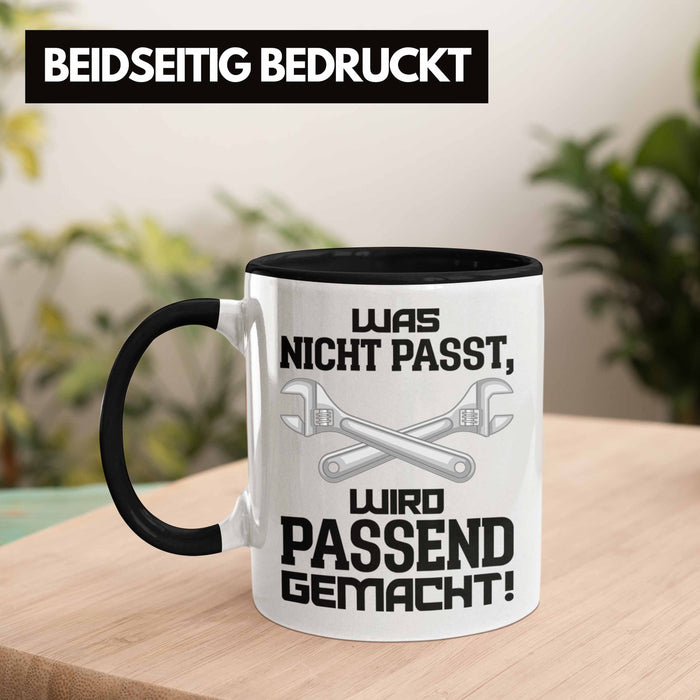 Trendation - Handwerker Tasse mit Spruch Geschenke für Handwerk Kaffeebecher KFZ Mechaniker Mechatroniker Schwarz Trendation