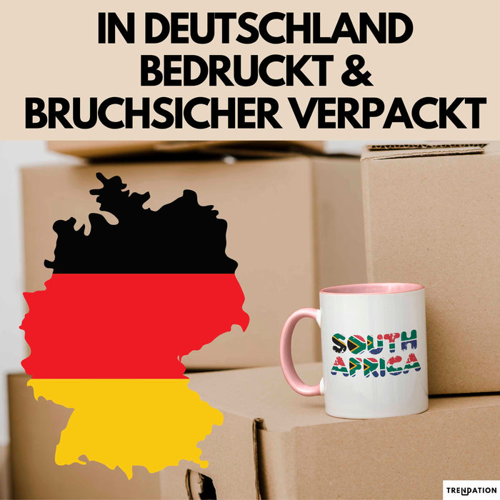 Südafrika Flagge Südafrikanisch Tasse Geschenk Lustige Geschenkidee Spruch Rosa Trendation