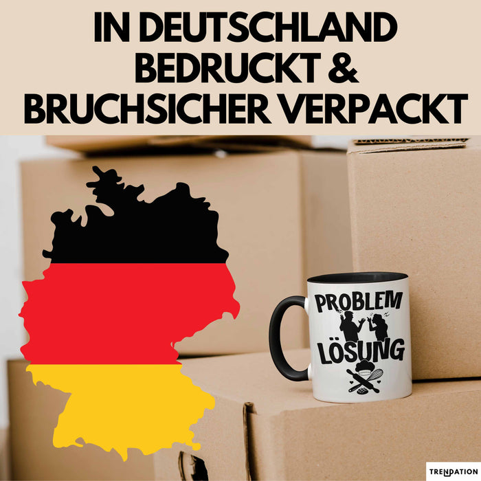 Backen Tasse Geschenk für Bäcker Männer Geschenkidee Problem und Lösung Backen Kochen Schwarz Trendation
