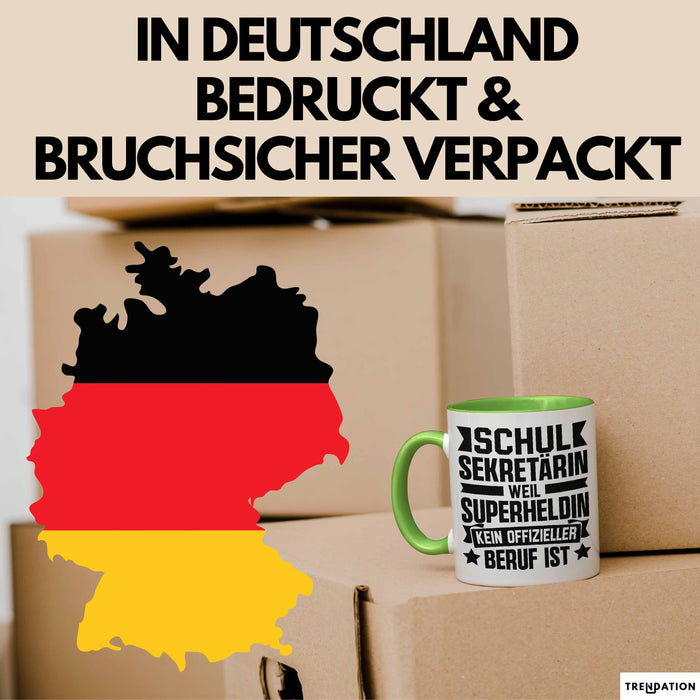 Schulsektretärin Weil Superheldin Kein Offizieller Beruf Ist Tasse Geschenkidee Grün Trendation