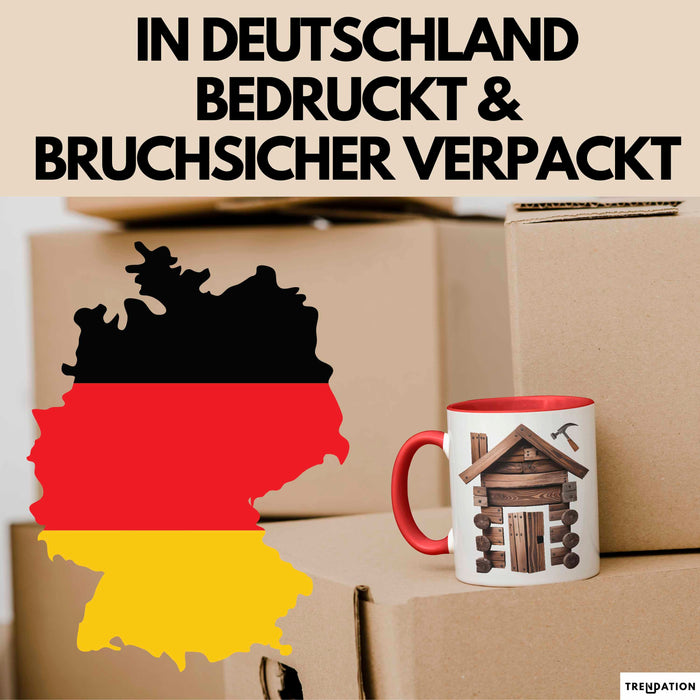 Zimmermann Tasse Geschenkidee für Holzhandwerker Rot Trendation