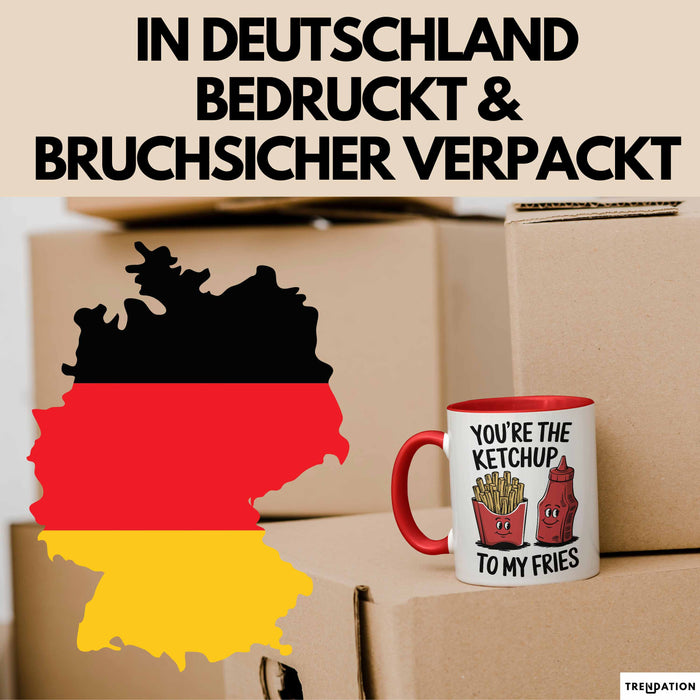 Romantisches Paar Jahrestagsfeier Tasse Geschenk Lustige Geschenkidee Spruch Du Bist Der Ketchup Zu Meinen Pommes Rot Trendation