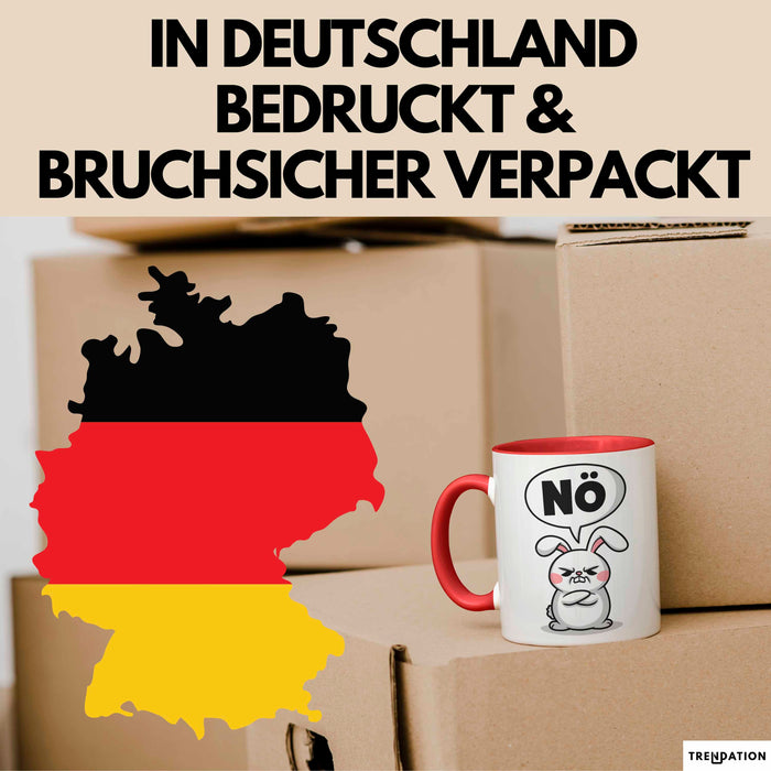 Sarkastische Kaninchen Hase Tasse Geschenk Lustige Geschenkidee Spruch Nö Rot Trendation