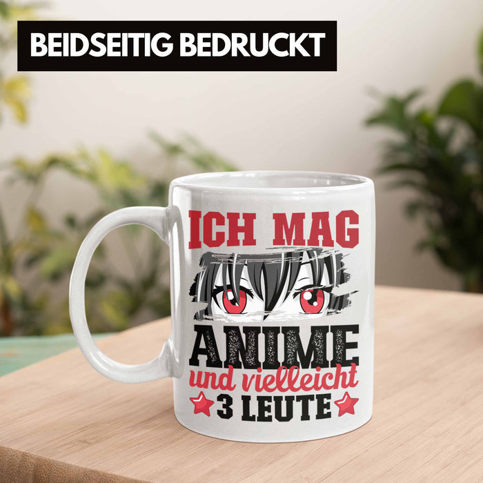 Anime Tasse Geschenk Anime-Liebhaber Geschenkidee Ich Mag Anime Und Vielleicht 3 Leute Weiß Trendation