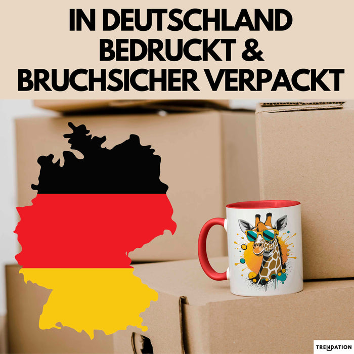 Giraffe Mit Sonnenbrille Tasse Geschenk Lustige Geschenkidee Spruch Rot Trendation