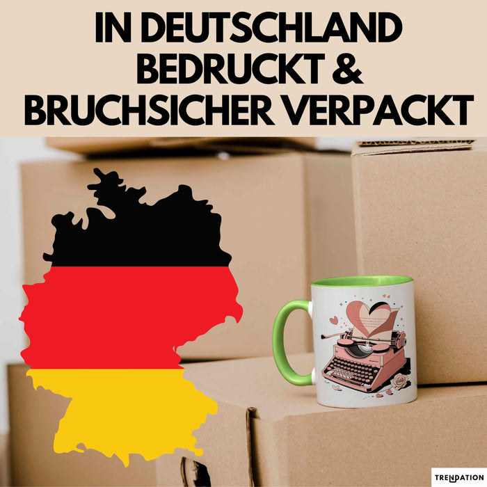 Liebesroman Autor Tasse Geschenkidee für Liebesgeschichte Grün Trendation
