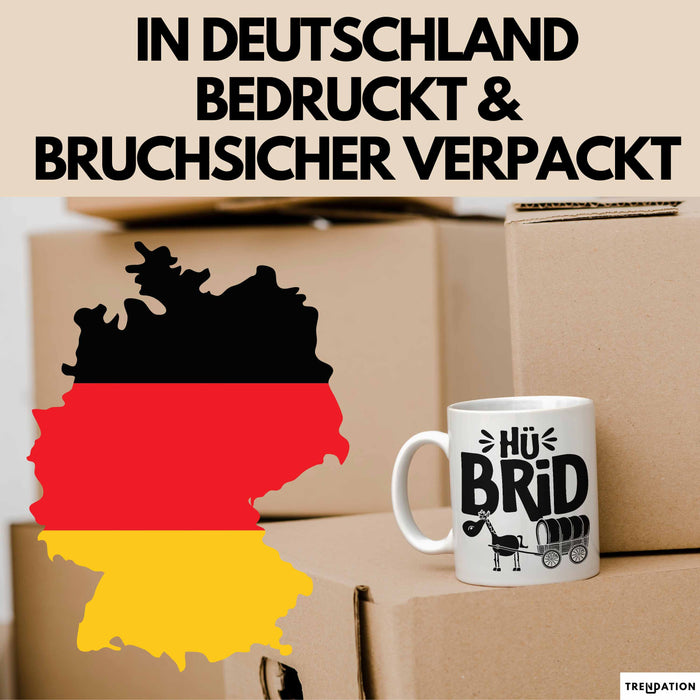 Hü Brid Tasse Geschenk Esel Hybrid Lustiges Hybrid Auto Pferd Esel Geschenkidee E-Auto Elektroauto Weiß Trendation
