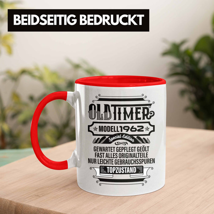 TRENDATION 60. Geburtstag Tasse Frau Mann Geschenk 60er Geschenkidee 60 Mutter Vater Rot Trendation