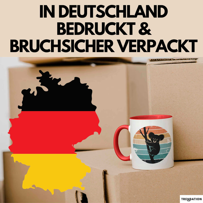 Retro Koala Tierliebhaber Tasse Geschenk Lustige Geschenkidee Spruch Rot Trendation