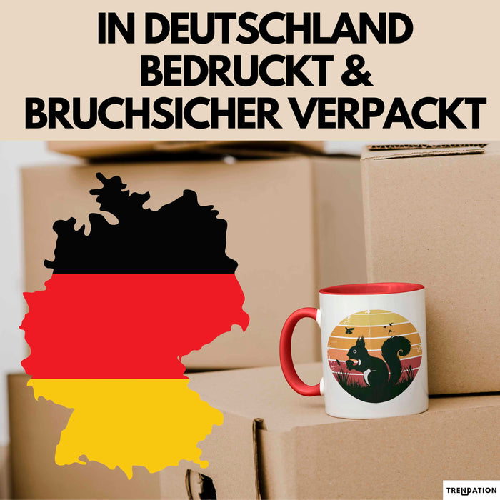 Eichhörnchen Tierliebhaber Retro Tasse Geschenk Lustige Geschenkidee Spruch Rot Trendation