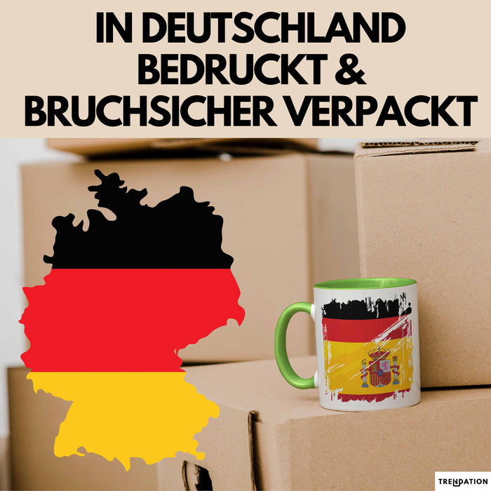 Deutsch Spanier Tasse Geschenk Lustiger Becher Geschenkidee Spanien Kaffee-Becher Grün Trendation