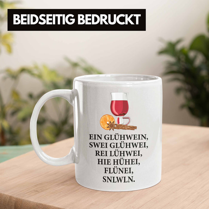 Trendation - Ein Glühwein Tasse Lustig Spruch Glühweinbecher mit Henkel Doppelwandig Glühweintassen Gläser Weihnachtsmarkt Becher Tassen Geschenk - Ein Glühwein Swei Weiß Trendation