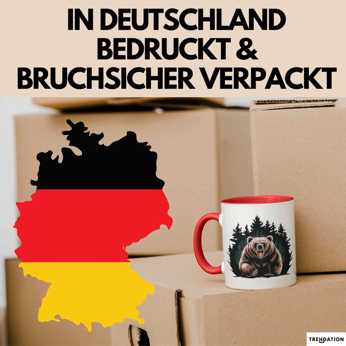 Bärenliebhaber Tasse Geschenkidee für Naturliebhaber Rot Trendation