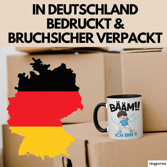 Tasse BÄÄM Ich bin 7 Kindergeburtstagsgeschenk mit DabTanz Schwarz Trendation