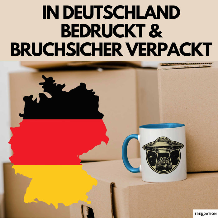 Waschbär Geschenk Tasse Ufo Alien Waschbär-Liebhaber Geschenkdidee Blau Trendation