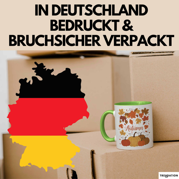 Herbstzeit Tasse Geschenkidee für Herbstliebhaber Grün Trendation