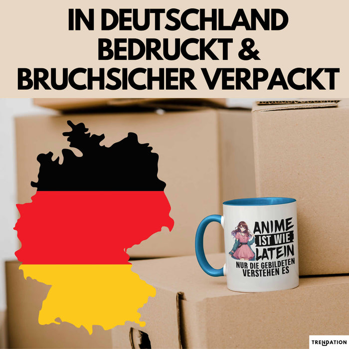 Anime-Liebhaber Tasse Geschenk Anime Ist Wie Latein Nur Die Gebildeten Verstehen Es Blau Trendation