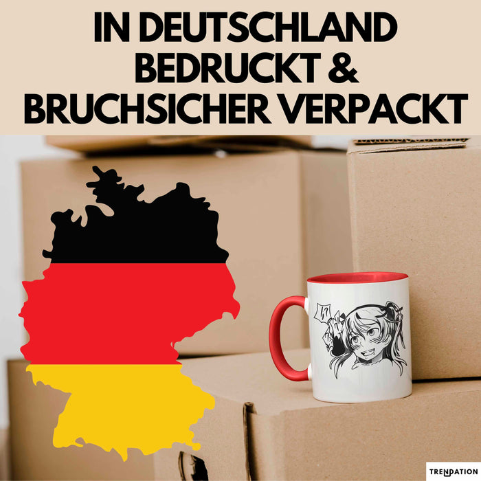 Anime Manga Mädchen Tasse Geschenk Lustige Geschenkidee Rot Trendation