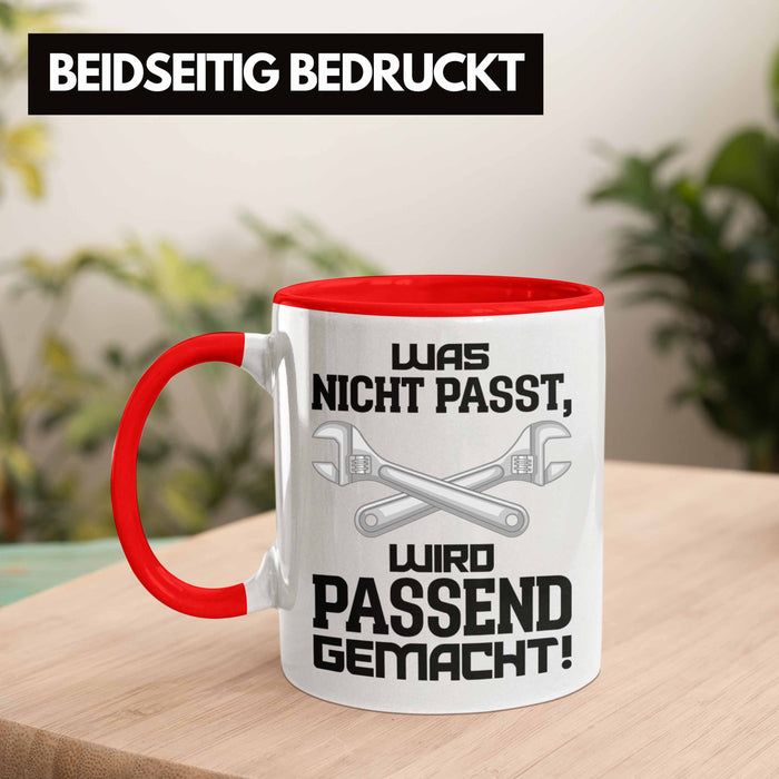 Trendation - Handwerker Tasse mit Spruch Geschenke für Handwerk Kaffeebecher KFZ Mechaniker Mechatroniker Rot Trendation