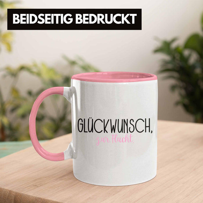 Trendation - Jobwechsel Tasse Geschenk Kollegin Kollege Lustig Abschiedsgeschenk Sprüche - Glückwunsch Zur Flucht Abschied Rosa Trendation