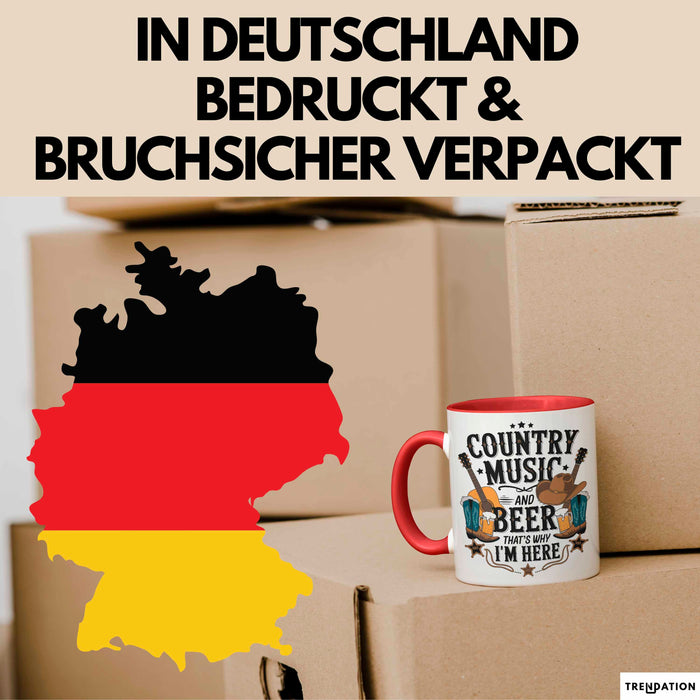 Country Musik Bier Tasse Geschenk Lustige Geschenkidee Rot Trendation
