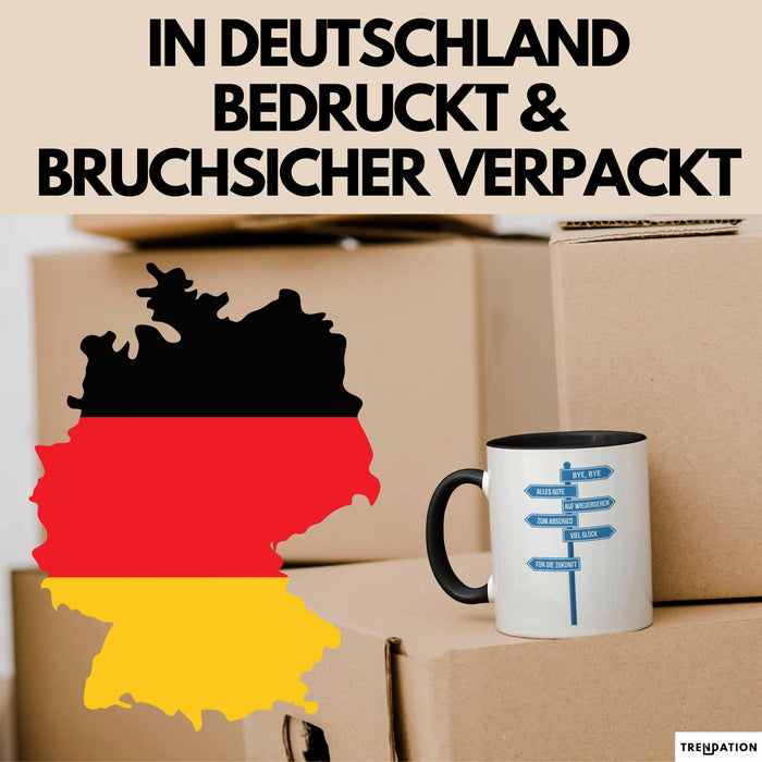 Büroarbeit Kollege Abschied Tasse Geschenk Lustige Geschenkidee Spruch Bye Bye Alles Gute Trendation