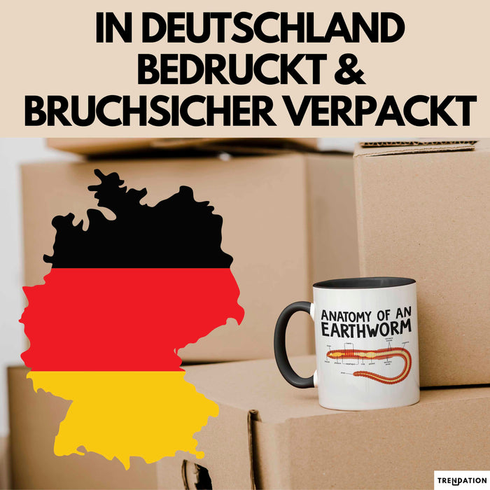 Regenwurm Tasse Geschenk Lustige Geschenkidee Spruch Anatomie Eines Regenwurms Schwarz Trendation