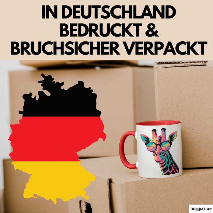 Giraffe Mit Sonnenbrille Tasse Geschenk Lustige Geschenkidee Spruch Rot Trendation