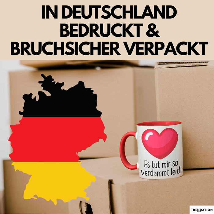 Entschuldigung Tasse Es Tur Mir So Leid Geschenkidee Sorry Becher Rot Trendation