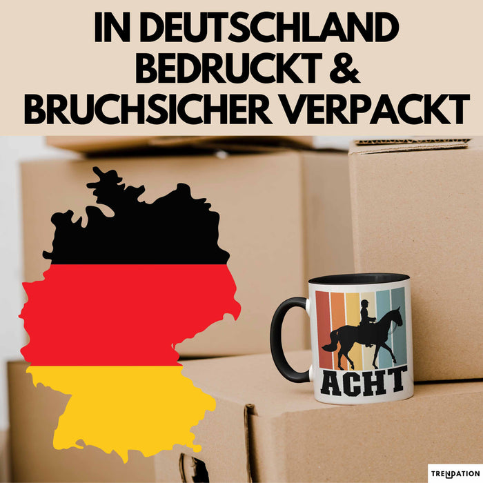 Tasse Geschenk Acht Retro Pferd Design Becher Schwarz Trendation