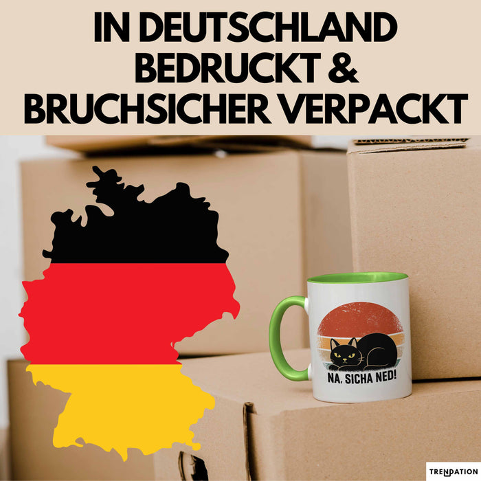 Katze Tasse Geschenk Na Sicha Ned Geschenkidee Katzenliebhaber Kaffee-Becher Grün Trendation