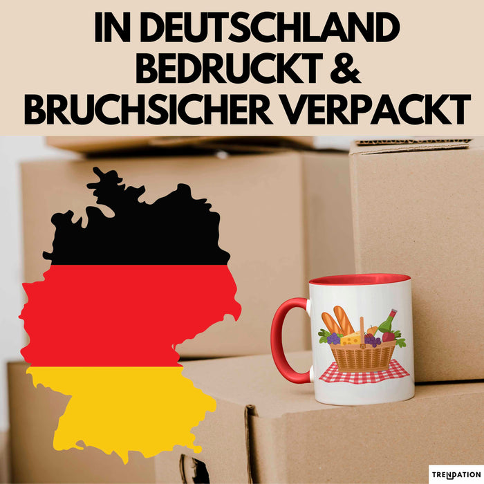 Picknick Fan Tasse Geschenkidee für Draußen Essen Liebhaber Rot Trendation