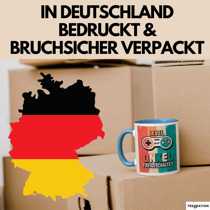 Onkel Gamer Sarkastisch Sarkasmus Tasse Geschenk Lustige Geschenkidee Spruch Level Onkel Freigeschaltet Blau Trendation